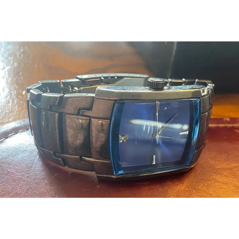 Men's 36mm Black Watch, Blue Crystal, Heavy Construction